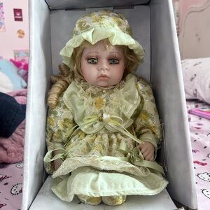 Exclusive Allison Timeless Treasures Vintage Porcelain Doll in Floral Dress